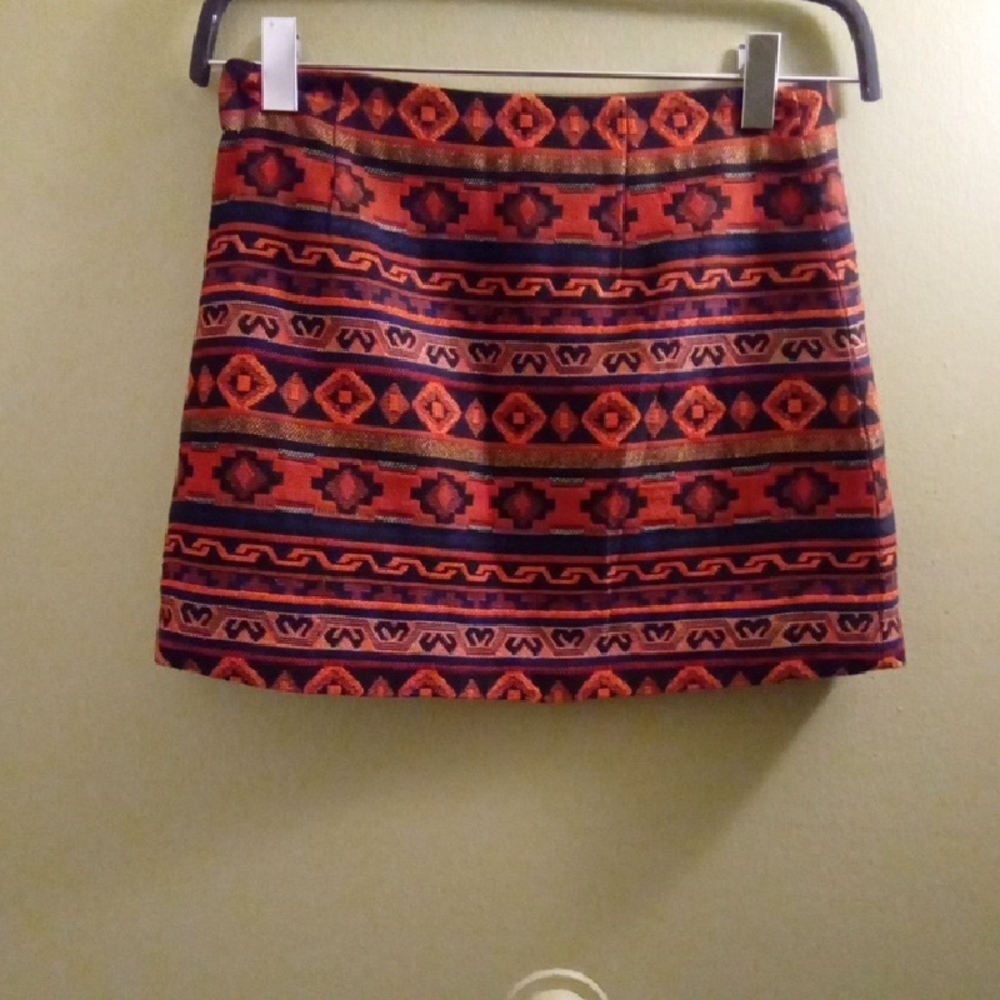 Womans M Forever 21 Aztec Print Red Black Pencil Mini Skirt Resort Summer